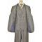Extrema Pebble Grey With Rust / Navy Windowpanes Super 120's Wool Vested Suit GE00171